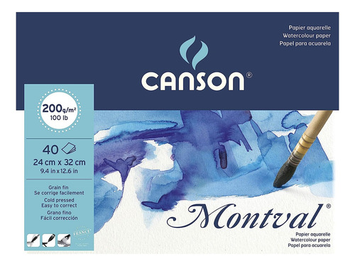 Canson Montval Acuarelas Block 200grs 24x32cm 40h