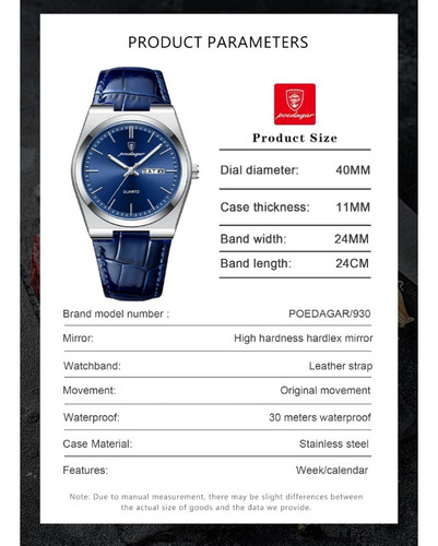 Reloj Poedagar Calendar Luminous A Prueba De Agua