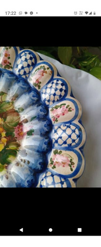 Plato Cerámica Línea Imitacion Talaverana Azul Talaverano