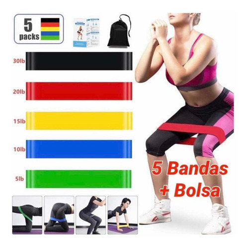 Bandas Elásticas De Resistencia Kit 5 Unidades Ejercicios