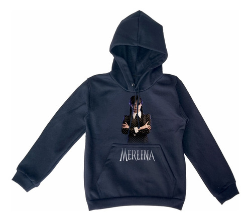 Buzo Hoodie Canguro Algodón Niños/as Merlina Con Capucha