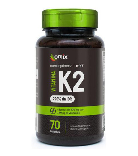 Vitamina K2 - Mk7 - 70 Cápsulas