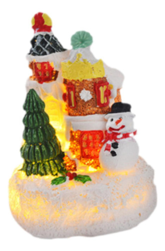 Casa Luminosa Navideña Escena De Nieve Navideña Figura De