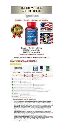 Omega 3 Fish Oil 1.000 Mg Puritan´s Pride 200 Softgels