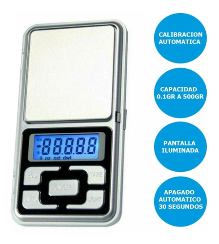 Imagen 2 de 8 de Mini Balanza Digital 0.1 A 500gr Precision Joyero Visor Led