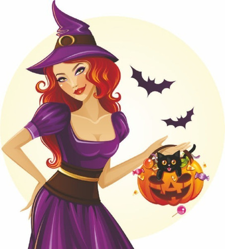 Vectores Halloween Día De Muertos Personajes Brujas V40