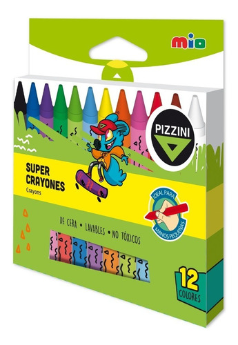 Crayones Pizzini Super X12 Colores Lavables No Toxicos Jumbo