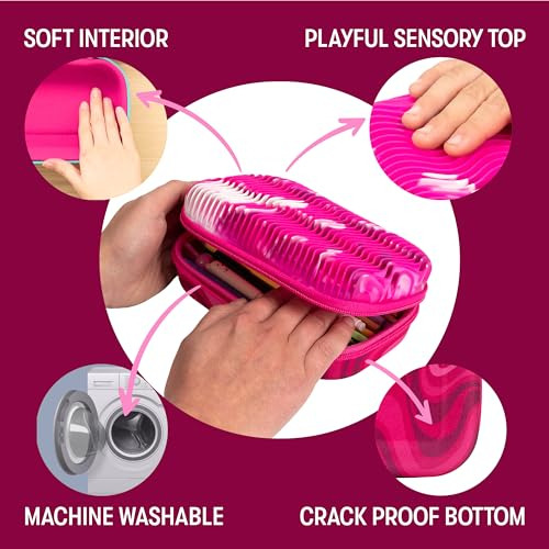 Caja De Lápices Ondulada Rosa Para Niñas, Estuche Sensorial