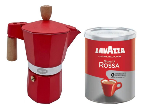 Pack Cafetera Moka 6 Tazas + Café Italiano Lavazza 250 Gr