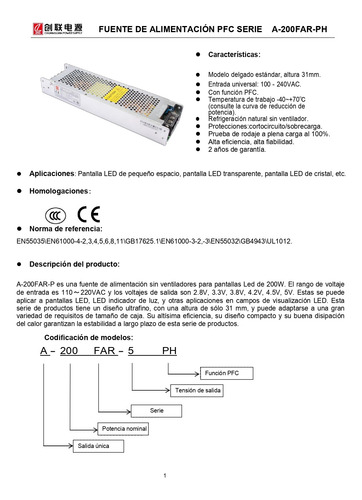 Fuente De Alimentación Fpc 180w 4.5v/40a Czcl A-200far-4.5ph
