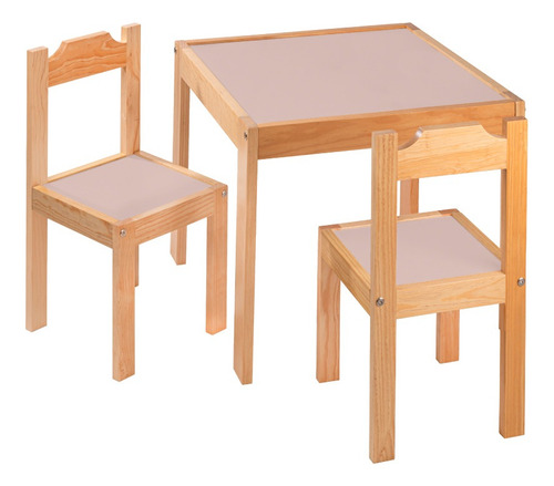 Mesa De Madera Con Dos Sillas Estilo Inglés Tamaño Infantil