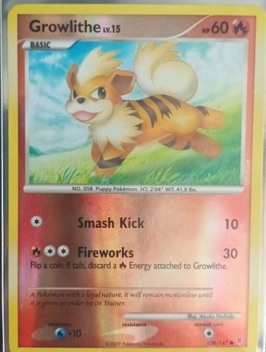 Cartas Pokemon Growlithe Reverse Holo Platinum