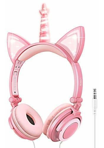 Auriculares Con Orejas De Gato Para Niños De Unicornio...