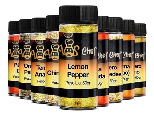 Kit 20 Temperos Pote Até 130gr Lemon Pepper Páprica Dry Rub