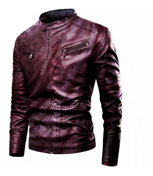 jaqueta de couro masculina cor vinho