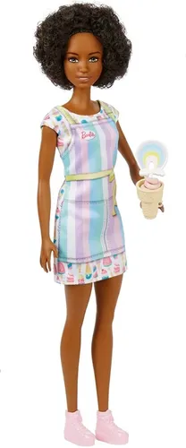Nova Barbie Negra Ice Cream Shop Brunette Mattel Hcn47