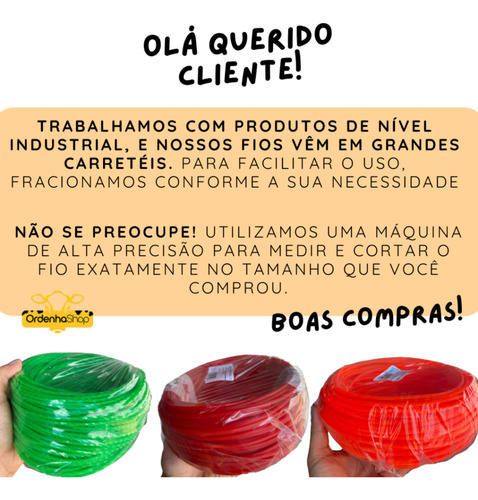 Fio De Nylon Para Roçadeira 1,6mm Quadrado Com 15metros