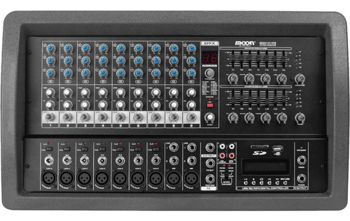 Imagen 2 de 10 de Combo Sonido Consola Potenciada Moon M6612usb + Cajas Y Acc