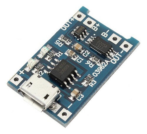 2x Módulo Carregador Baterias 3,7v 1a Tp4056 Com Proteção