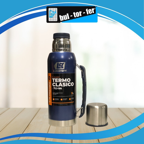 Imagen 3 de 9 de Termo Lusqtoff Acero Inoxidable 1 Litro Azul Pico Cebador