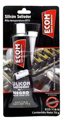 Silicón Sellador Negro Ecom Alta Temperatura Rtv 70 G