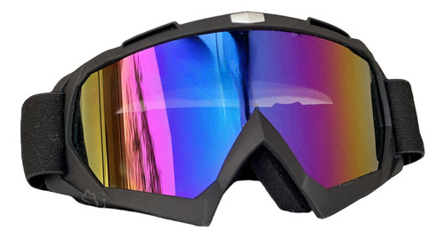 Lente Goggle Motocross Deporte Gafas Ajustable Lente Violeta Armazón Negro Talla Unitalla