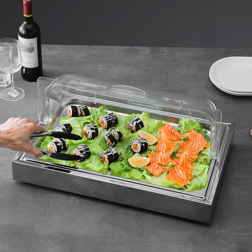 Bandeja Fría Para Servir En Buffet Plato Refrigerado Plata