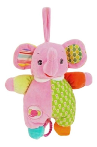 Cunero Musical Elefante Multicolor Rosa - Woody Toys - 55707