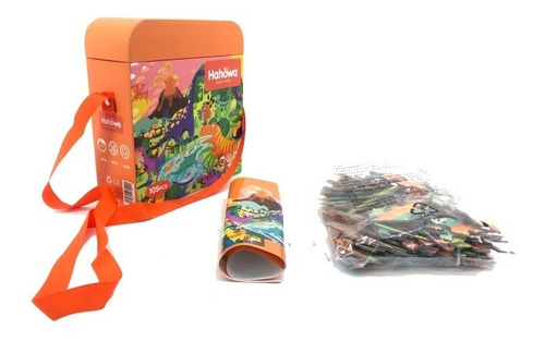Imagen 3 de 7 de Rompecabezas 105pcs Puzzle Forma Dinosaurios Con Bolso Viaje