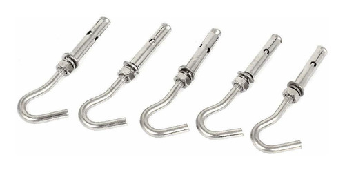 X-dree 5 Pcs M6 Stainless Steel Expansion Open Hook Long