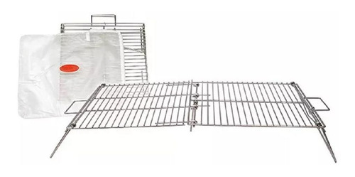 Imagen 2 de 5 de Parrilla Plegable Camping Broksol Rectangular Cromada Funda