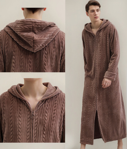 . C -albornoz Con Capucha Y Cremallera, Camisón De Franela,