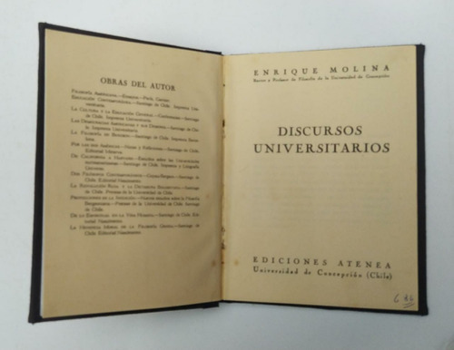 Libro Discursos Universitarios/ Enrique Molina/ U Concepción