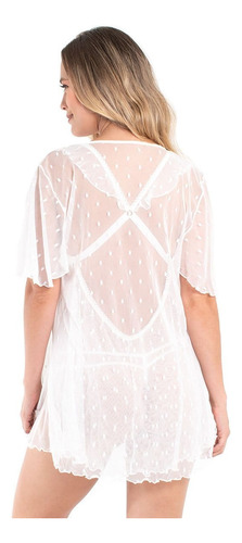 Bata Kimono TĂșnica Encaje Sensual Transparente Haby 71975