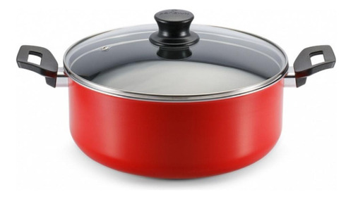 Panela Caçarola Antiaderente 18cm C/ Tampa De Vidro Panelux Cor Vermelho