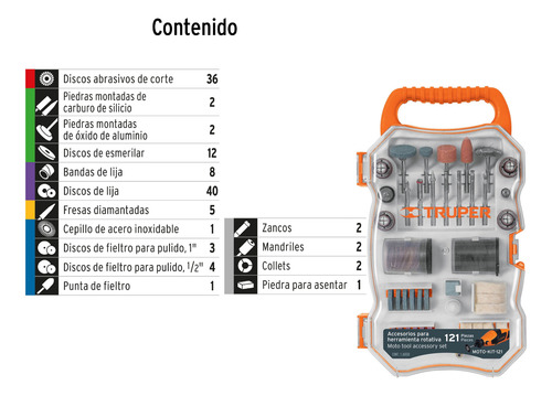 121 Accesorios Para Herramienta Rotativa, Dremel, Moto Tool. 50/60 121 W
