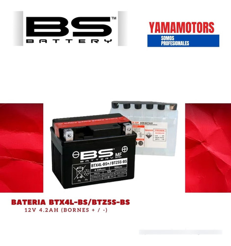 Bateria 12v 4.2ah Btx4l-bs/btz5s-bs Bornes - / + Bs Battery