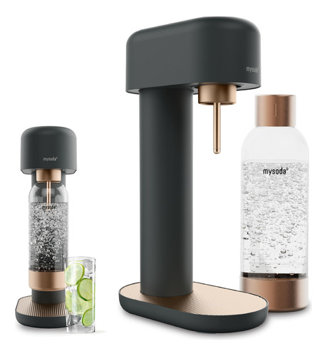 Máquina De Agua Carbonatada Ruby 2, 1 Litro, Negra Y Cobre