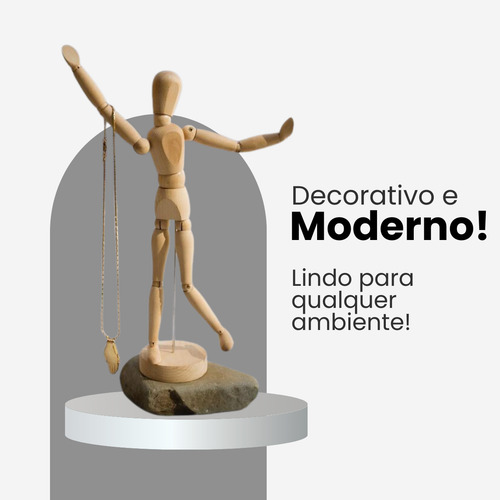 Boneco Articulado 30cm Manequim De Madeira Clara Decoração