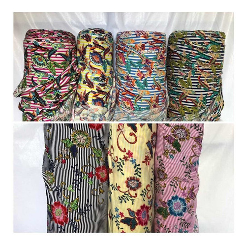 Tela Fibrana Estampada Por Metro Ideal Vestido, Pollera, Rem