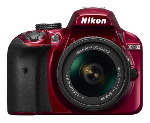  Nikon Kit D3400 + lente 18-55mm VR + lente 55-200mm VR II DSLR color  rojo