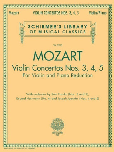 Conciertos Para Violín Y Piano Nos. 3,4,5 / Violin Concertos