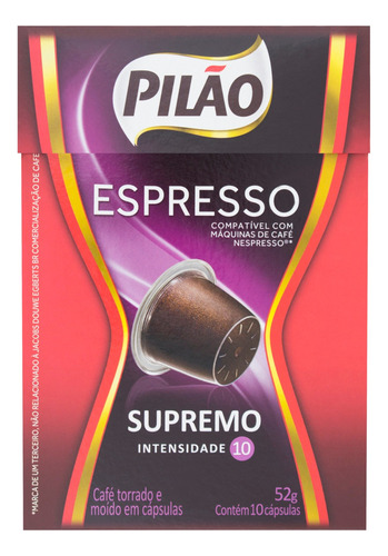  Café espresso supremo en cápsula Pilão sem glúten