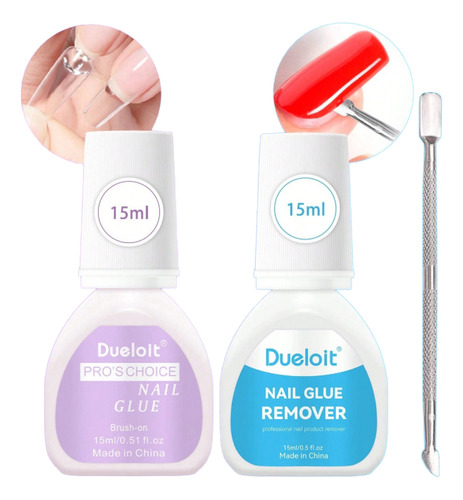 Set Pegamento Y Removedor Tips Uñas Postizas Press On