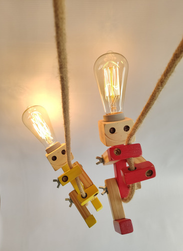 Lámparas Colgantes Dobles Infantiles Artesanales En Madera A Eleccion