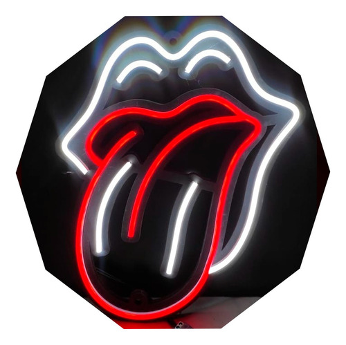 Cartel Lengua The Rolling Stones Small Neón Led/deco/ Hogar 