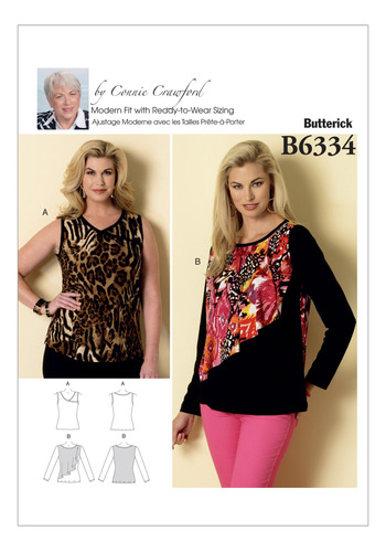 Mccall 's Patterns Butterick B6334 Talla Manga Mujer O Tops