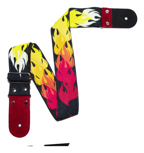 Flamas - Tahalí Strap Para Guitarra O Bajo Color Rojo