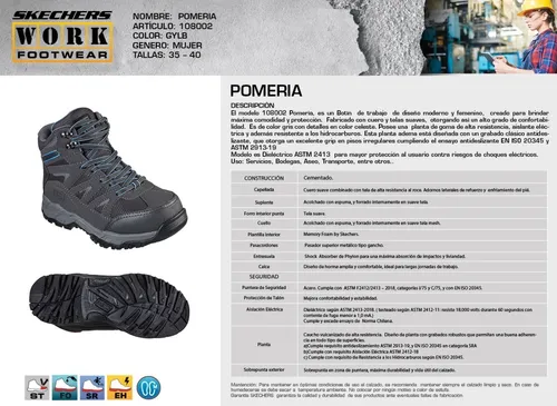 Zapato seguridad top skechers work letra