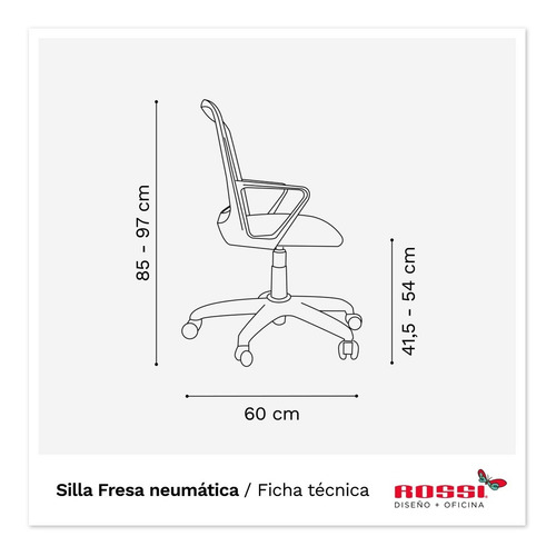 Imagen 4 de 4 de Sila De Escritorio Fresa White Diseño Rossi 3 Años Garantía
